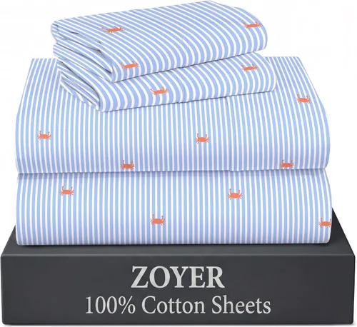 Miniatura 38 de ZOYER Sábanas de 100 % algodón percal tamaño individual, refrescantes y transpirables, duraderas, con una sensación nítida, suave y cómoda, bolsillo