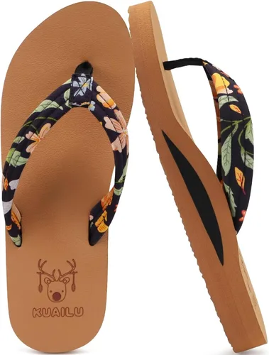 Miniatura 10 de KuaiLu Chanclas con soporte de arco para mujer, cómodas, ligeras, suaves, acolchadas, para yoga, sandalias para caminar
