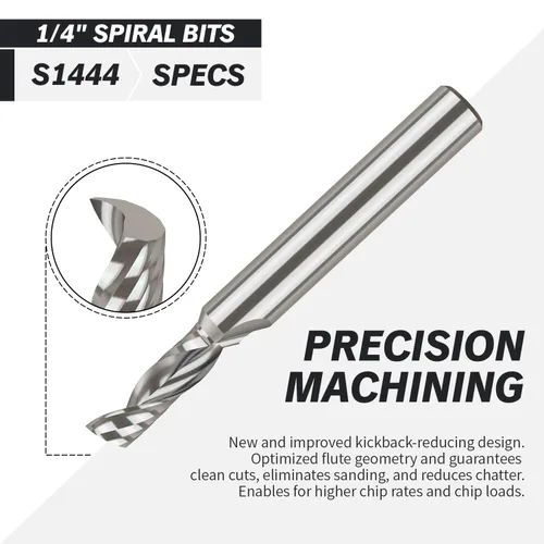 Miniatura 3 de ZahyoX O Flute Upcut - Broca de carburo sólido en espiral, vástago de 1/4 de pulgada, fresadora de extremo CNC de una sola flauta, 3/16 de diámetro