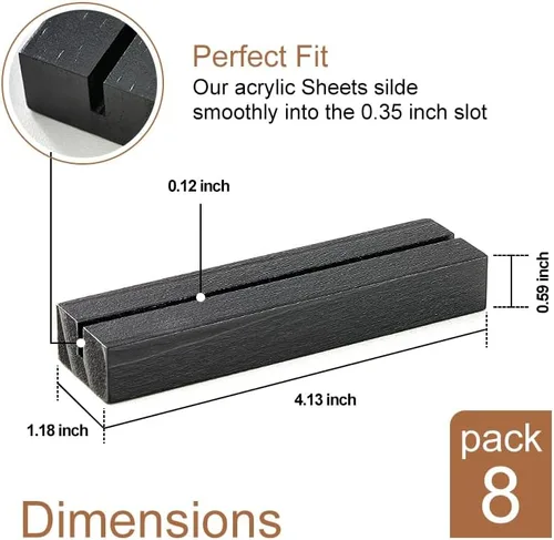 Miniatura 3 de 8 soportes de madera para tarjetas de lugar, de madera negra, soporte para números de mesa, soporte para tarjetas de identificación para bodas