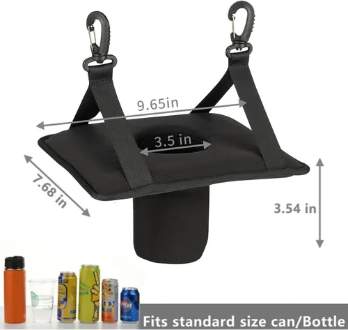 Miniatura 3 de Neopreno colgante sostenedor de la bebida para hamacas, hamacas, sillas de salón - negro