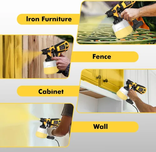 Miniatura 6 de Herramienta pulverizadora de pintura 1000 W de alta potencia eléctrica pistola de pintura en aerosol fácil de limpiar para muebles gabinetes casa