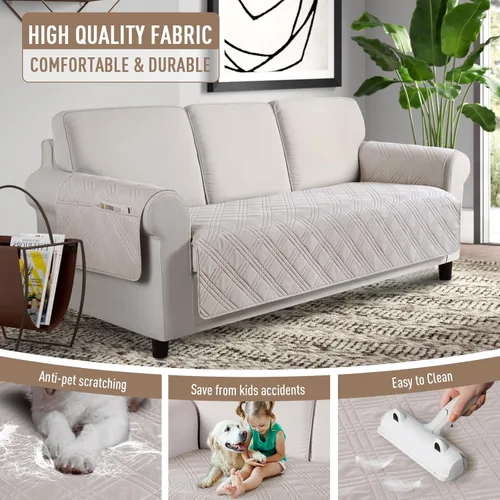 Miniatura 4 de TAOCOCO - Fundas impermeables para sofá para mascotas y perros con respaldo antideslizante, fundas para asientos de sofá con bolsillo lateral