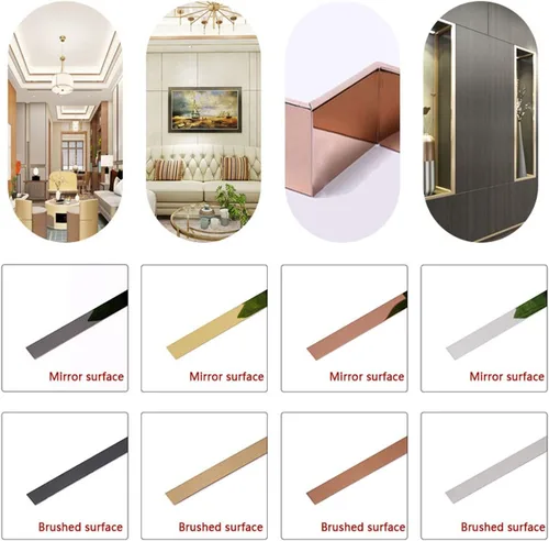 Miniatura 3 de Tira de bordes autoadhesiva para moldura y pared de 16.4 ft, acabado de espejo metalizado de acero inoxidable 201, adorno decorativo para puerta
