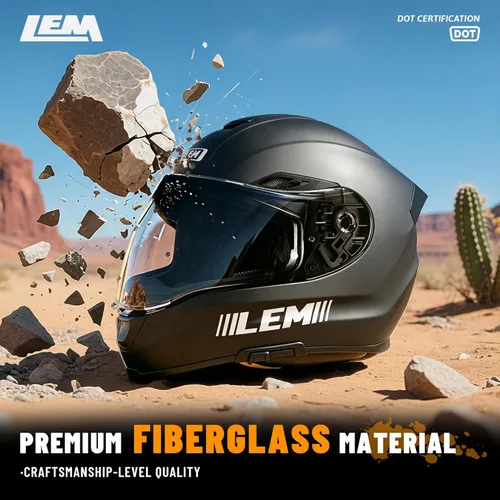 Miniatura 7 de LEM Cascos de motocicleta de cara completa, cascos para hombres, con certificado DOT, PINLOCK y DVS de doble visión, casco de motocicleta de calle