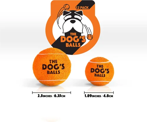 Miniatura 5 de The Dog's Balls Pelotas de tenis para perros, color naranja, paquete de 12 pelotas de fieltro no abrasivas, núcleo de goma resistente, flotan