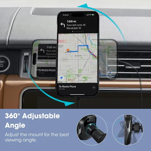Miniatura 7 de pitaka Cargador de coche MagSafe para Qi2, soporte magnético de 15 W para iPhone 17/16/15/14/13 con función NFC, ventilación de aire