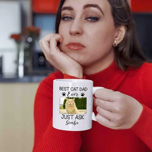 Miniatura 3 de Taza de café personalizada con foto de gato, taza de café para amantes de los gatos con nombre, con texto en inglés "It's Too Peopley Outside Cat