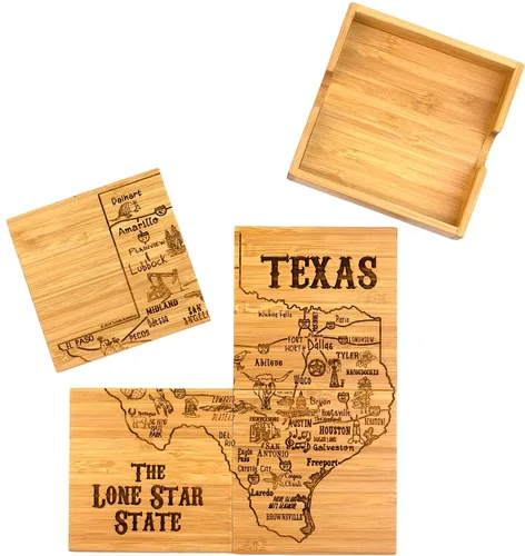 Miniatura 9 de Totally Bamboo California State Puzzle - Juego de posavasos de bambú de 4 piezas con estuche