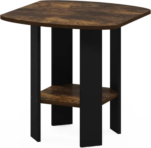 Miniatura 5 de Furinno DISEÑO SIMPLE - Mesa auxiliar de 2 niveles, mesita de noche, mesita con estantes abiertos, mesita de cama, para sala de estar, dormitorio