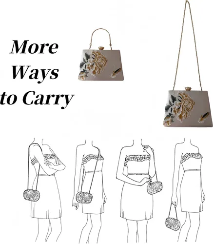 Miniatura 6 de Bolso bordado de seda para mujer, bolso de hombro rectangular, bolso cruzado para banquete de boda
