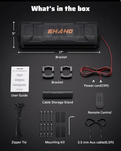 Miniatura 9 de Ehaho Barra de sonido UTV de 17 pulgadas, altavoces Bluetooth para carrito de golf de 4 altavoces [RGB y luz estroboscópica] Sistema de altavoces