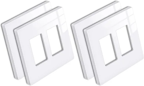 Miniatura 27 de BESTTEN Placa de pared sin tornillos de 5 segmentos, cubierta de enchufe decorador, placa decorativa para interruptor, serie blanca nieve brillante