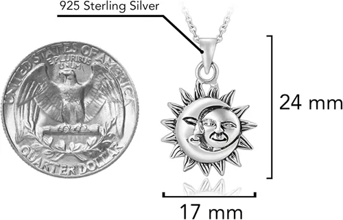Miniatura 5 de AeraVida Collar de plata de ley 925 con sol celestial y luna, Metal