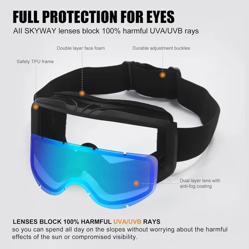 Miniatura 4 de SKYWAY OTG SS6001 - Gafas de esquí y snowboard para hombres y mujeres, motos de nieve, esquí, patinaje