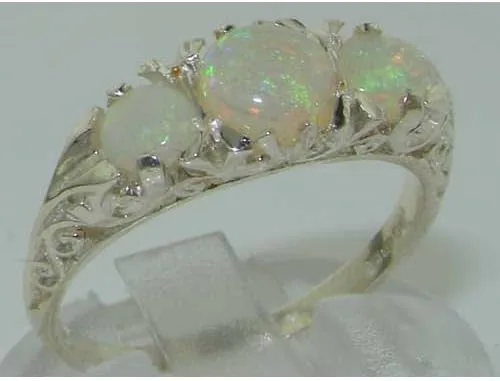 Miniatura 5 de Anillo de plata de ley 925 con ópalo auténtico para mujer