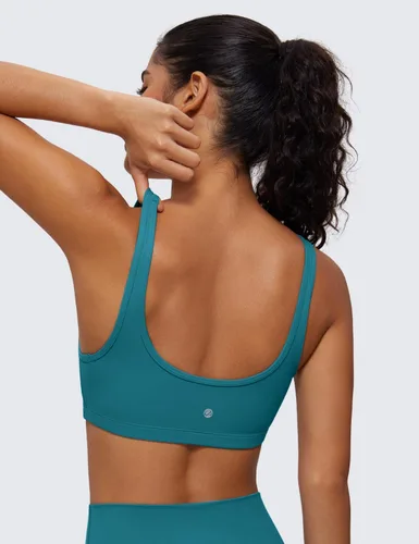 Miniatura 19 de CRZ YOGA Butterluxe - Mini brasier para mujer, cuello redondo, de bajo impacto, inalámbrico, deportivo, yoga, acolchado, para entrenamiento