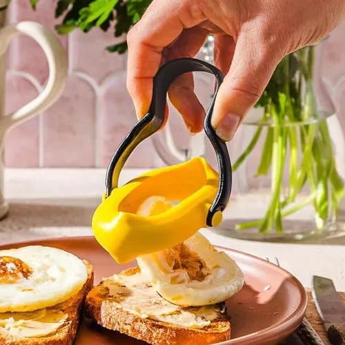 Miniatura 2 de Anillos de silicona para huevos para freír huevos, anillo abatible y a prueba de fugas con asa, molde redondo antiadherente para huevos