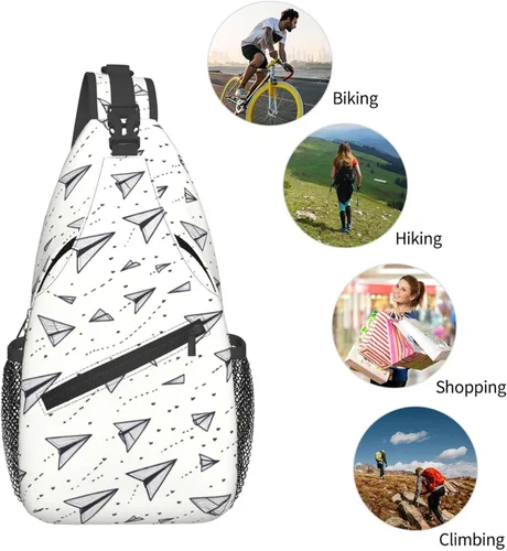 Miniatura 5 de Small Crossbody Bags for Women Men - Vintage Paper Airplane Print Adjustable Shoulder Bag Fanny Packs Belt Sling Bag Crossbody Purses Backpack for