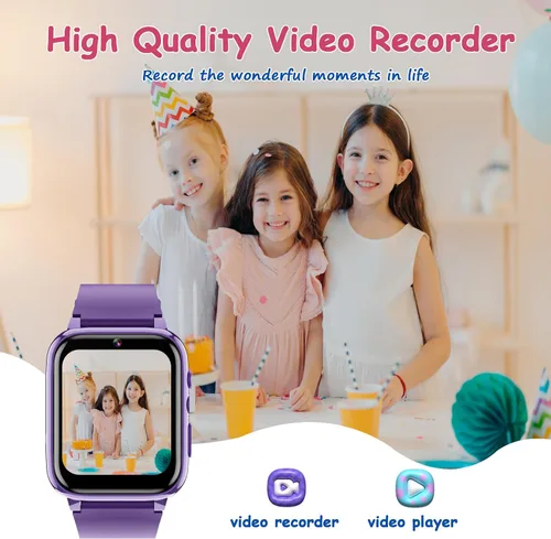 Miniatura 6 de Goodatech Reloj inteligente de 1.69 pulgadas para niños de 4 a 12 años, 26 juegos de rompecabezas, cámara HD, reproductor de música de video