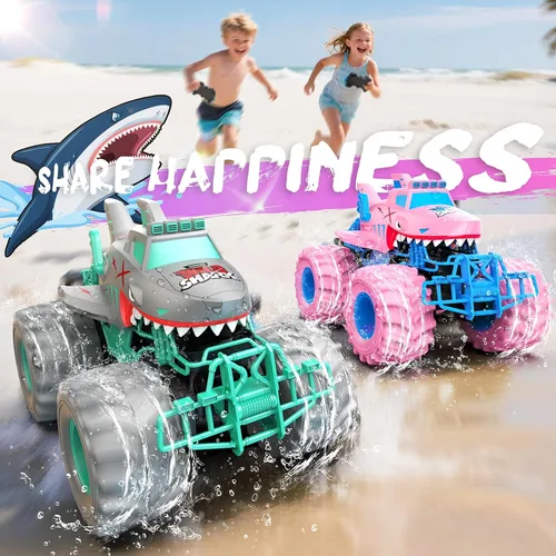 Miniatura 6 de Coche de control remoto de tiburón impermeable, autos RC anfibios 1:16 4WD todo terreno todoterreno Monster Trucks juguetes, camiones RC juguetes