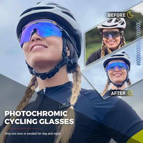 Miniatura 2 de SCVCN Gafas de sol de ciclismo fotocromáticas para hombres y mujeres, gafas de sol deportivas HD MTB para montar en bicicleta de montaña