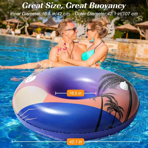 Miniatura 2 de HeySplash Flotadores de piscina, tubos de piscina para adultos, flotadores inflables divertidos para piscina, playa, lago, río, fiesta, decoración