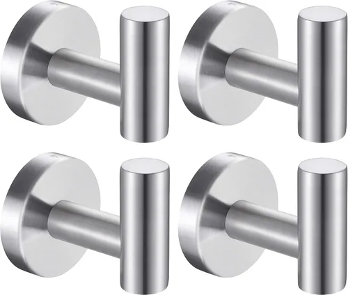 Miniatura 23 de Ganchos para toallas de baño, para bata de baño, gancho de pared negro mate, gancho de pared de acero inoxidable resistente para colgar puerta