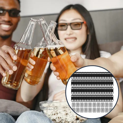 Miniatura 7 de Paquete de 100 abrebotellas planos de acero inoxidable con llavero de 3.5 pulgadas, mini abrebotellas de cerveza plano negro llavero para barman