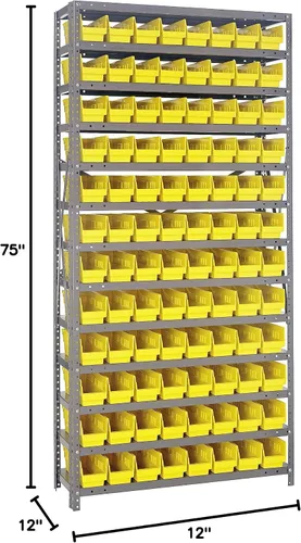 Miniatura 141 de Quantum QSBU-245BK Heavy Duty Shelving Unit with (7) Shelves and (24) QUS245 Black Bins for Garage Warehouse Storage Distribution 400 lb Load