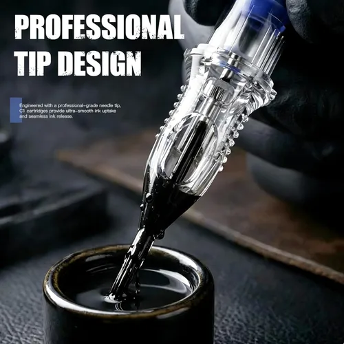 Miniatura 20 de Agujas de Tatuaje Extremas Dragonhawk - 20 PCS Cartuchos Desechables de Delineador Redondo 1207RL Agujas Profesionales para Trabajo de Delineado