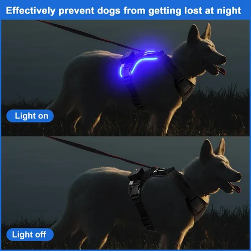 Miniatura 6 de Light Up Dog Harness, No-Pull Led Dog Harness Rechargeable, Glow in the Dark, LED Dog Vest Reflective, Adjustable & Comfort Padded Lighted Dog