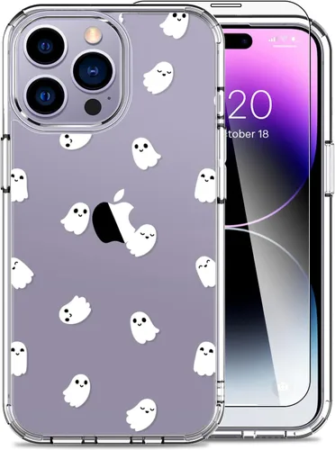 LUHOURI Funda diseñada para iPhone 14 Pro Max con protector de pantalla, acrílico transparente para mujeres y niñas, funda protectora de ajuste