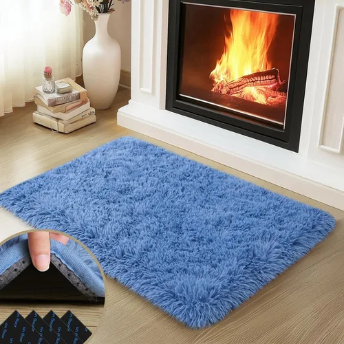 Miniatura 71 de Mugorn - Alfombra de 8 x 10 pies, alfombras grandes, esponjosas, suaves, peludas, antideslizantes, mullidas para interiores, color negro, 8 x 10 pies