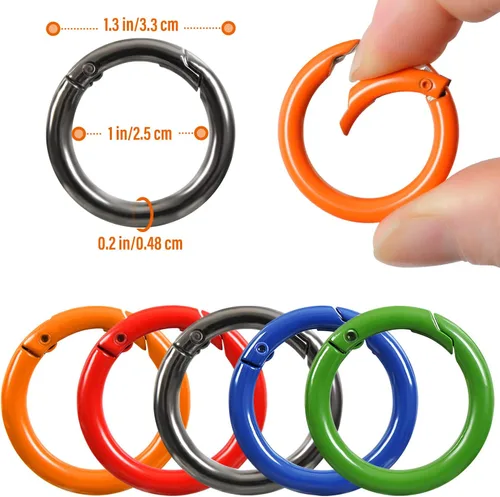 Miniatura 2 de Anillo redondo de metal con resorte o mosquetón, hebilla de gatillo con clip a presión, anillo de accesorios de bricolaje para llaveros, bolsos