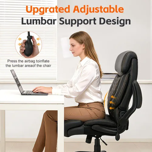 Miniatura 3 de BOSMILLER Big and Tall Office Chair, Heavy Duty Executive Chairs with Adjustable Lumbar Support for Back Pain, Ergonomic Comfortable Computer Chair
