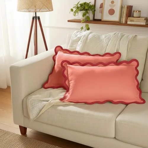 Miniatura 27 de Fundas de almohada Folkulture para sofá o para sala de estar Juego de 2 fundas de almohada (18x18) con diseño boho Fundas de almohada Rubor