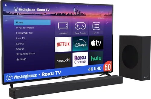 Westinghouse TV 4K de 50 pulgadas y barra de sonido 5.1.2