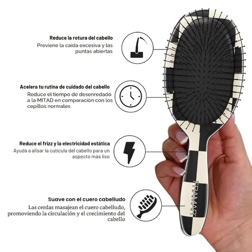 Miniatura 5 de FRAMAR Cepillo desenredante con estampado a cuadros – Cepillos para cabello húmedo para mujeres, cepillo de pelo para mujer, accesorios