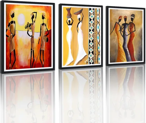 Miniatura 25 de MAMAGO Lienzo decorativo para pared, pintura de belleza dorada y negra, fotos de mujeres africanas, hermosos pósteres de mujer negra, impresiones