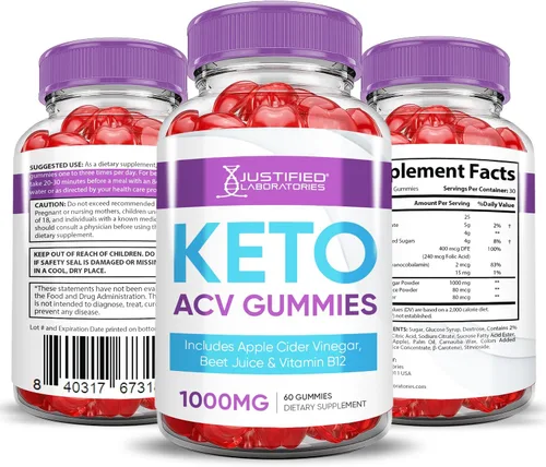 Miniatura 6 de Paquete de 3 gomitas Keto ACV de apoyo avanzado Keto Gummys de 1000 mg de vinagre de sidra de manzana formulado con jugo de granada y remolacha