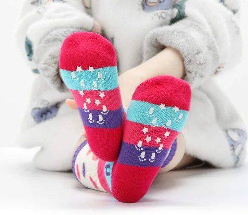 Miniatura 3 de 6 pares de calcetines de agarre alto hasta la rodilla para niña, calcetines escolares antideslizantes para niños y niñas
