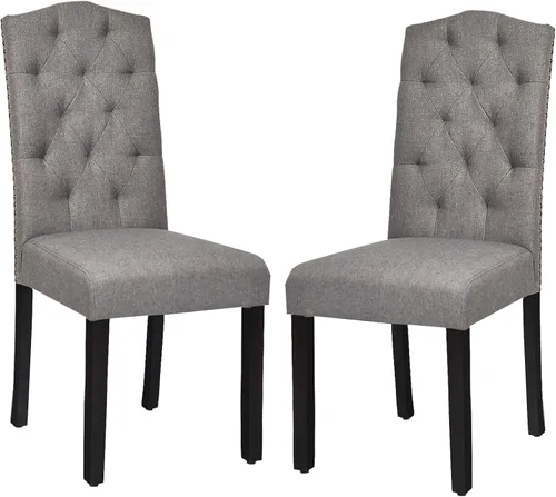 UJOYPAD - Juego de 2 sillas de comedor copetudas, sillas de comedor de cocina tapizadas, sillas Parsons con respaldo curvado con asiento acolchado,