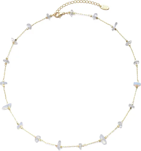 JURYLOO Gargantilla con cuentas, hecha a mano, gargantilla de piedra de cristal curativo, collares de piedras preciosas bohemias, collares dorados