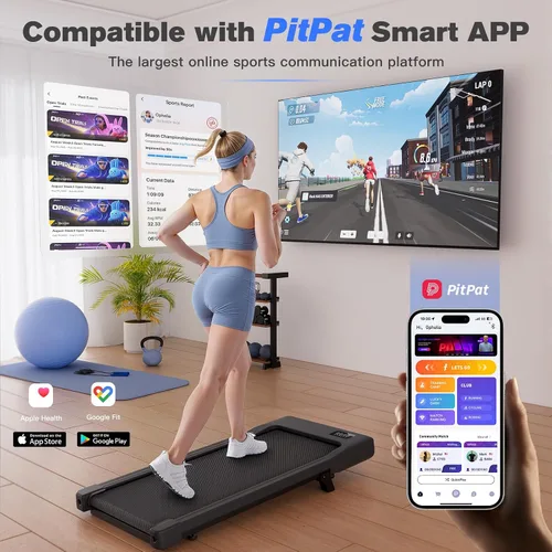 Miniatura 7 de Walking Pad with 6% Incline, 300LBS Capacity Under Desk Treadmill for Home Office, Quiet Portable Mini Treadmill with App & Remote Control, No