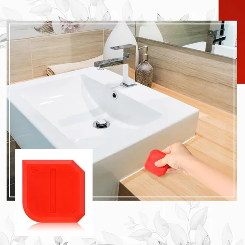 Miniatura 5 de Outus Juego de 2 herramientas de calafateo, herramienta de sellado de silicona y lechada para pisos de cocina y baño, color rojo
