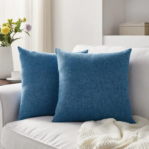 Miniatura 13 de Meekio - Juego de 2 fundas de almohada de color salvia oscura de 22 x 22 pulgadas, fundas de almohada decorativas de lino con estilo bohemio