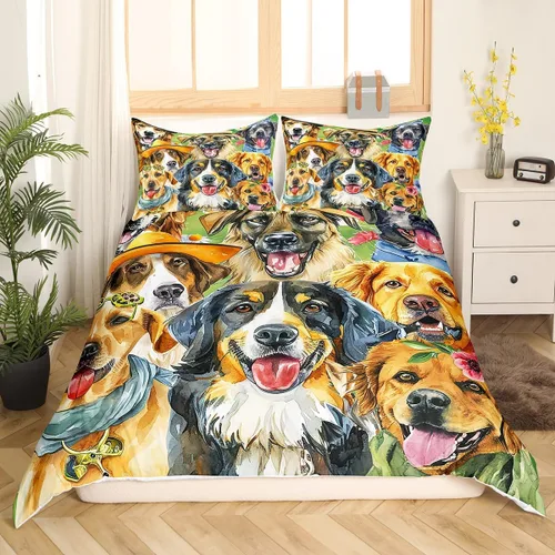 Miniatura 3 de Erosebridal Juego de ropa de cama con diseño de caricaturas para cachorros, funda de edredón para perros y madres, regalos para mujeres, linda funda