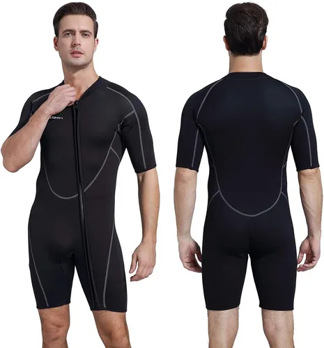 Miniatura 8 de Seaskin Traje de neopreno corto de 3mm para hombre y mujer, traje de buceo de cuerpo completo con cremallera frontal para buceo, esnórquel, kayak