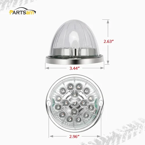 Miniatura 5 de Partsam 1 luz de sandía de doble revolución con 17 LED para semircamión, luces señales de giro rojas a luces auxiliares azules, repuesto